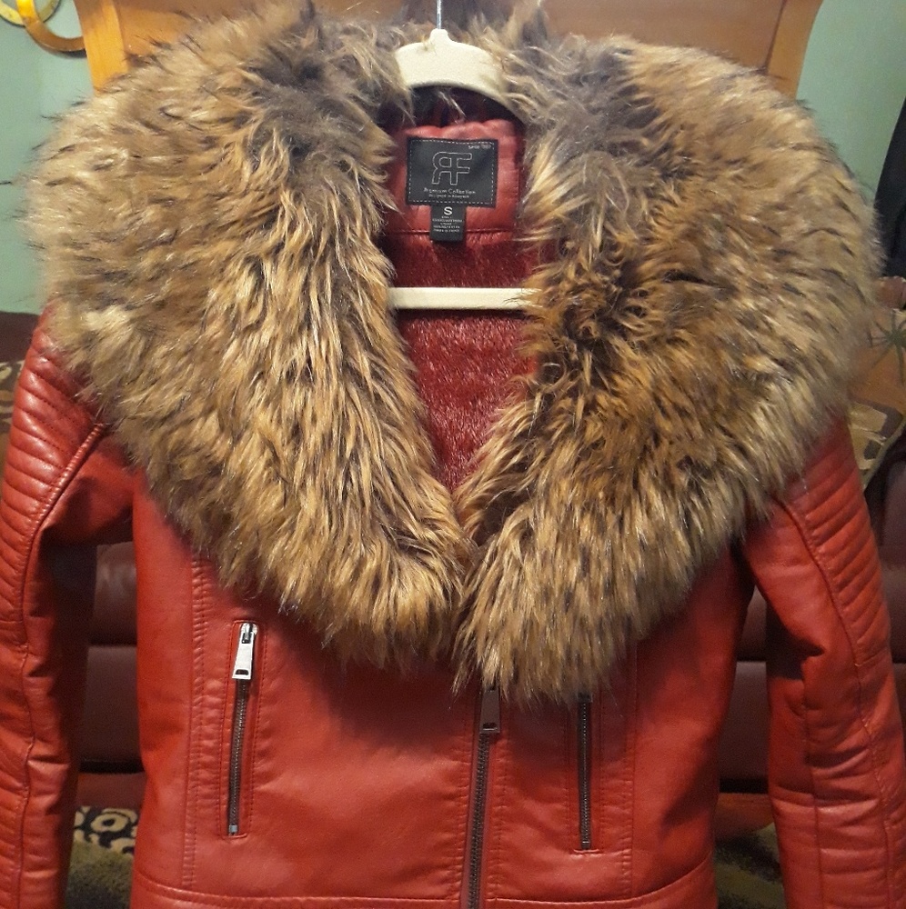 Women's faux leather motorcycle jacket